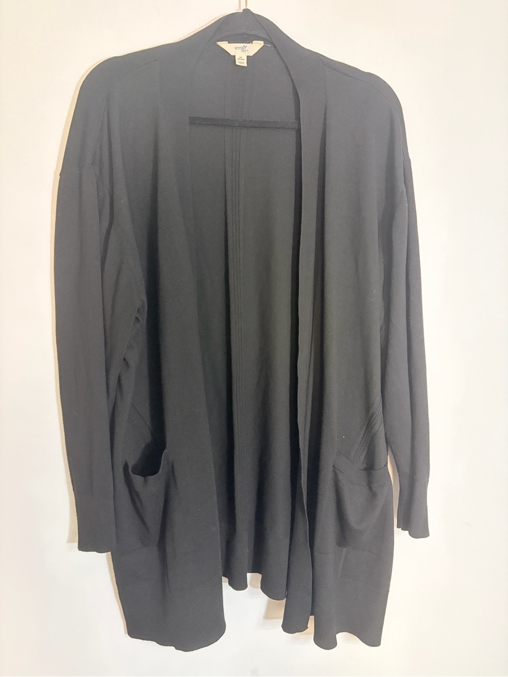 Terra & Sky Black Open-Front Knit Cardigan 2x